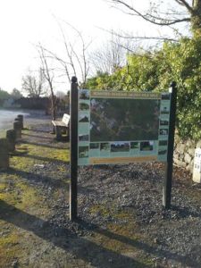Here's our new sign  near our last Golden Mile, the Demesne Walk.  Hope you like it. It contains an arial map, and photos of the mile, and on the reverse it details wildflowers found on the mile, and fish found in the stream, as well as local history for your interest. Hope you like it. 